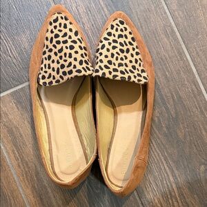BAMBOO Tan and Leopard Print Flats